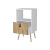 Gulches Tall Nightstand with Open Slot and Deep Drawer White and Macadamia Color Scheme, Contemporary Design, Wooden Legs - 3 of 4