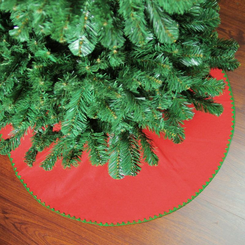 Northlight 26-Inch Red with Green Shell Stitching Mini Christmas Tree Skirt With a Hook and Latch Closure, 2 of 4