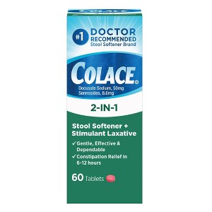 Colace 2-IN-1 Stool Softener + Stimulant Laxative - 60ct - 1 of 4