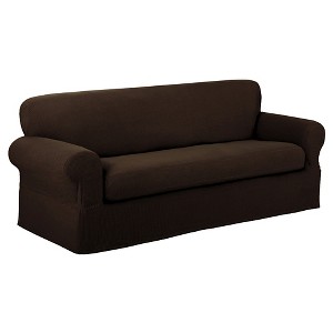 Chocolate Stretch Reeves Loveseat Slipcover (2 Piece) - Maytex, Brown