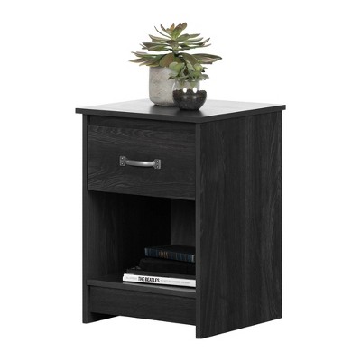 Gray Oak Country Cottage 1-Drawer Nightstand with Open Storage