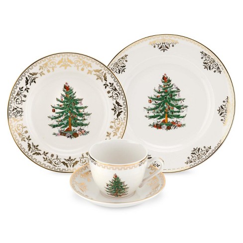 Spode Christmas Tree Pet Bowl - 8.5-Inch Stoneware Dog & Cat Feeding Dish, Festive Holiday Design
