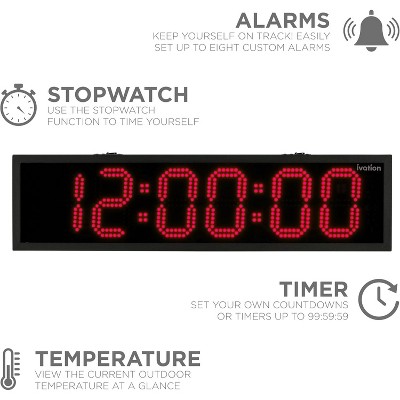 Ivation Oversized 36-Inch Red LED Digital Wall Clock