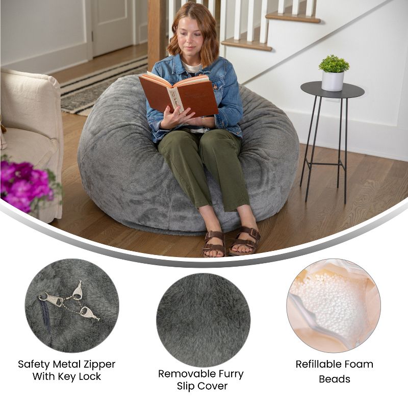 Flash Furniture Oversized Bean Bag Chair for Kids and Adults, 4 of 9