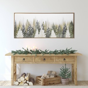Gallery 57 19"x45" Christmas Tree Forest Hand Painted Floating Framed Canvas Wall Art Print - 1 of 4