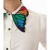 Unique Vintage Women's Collar Cotton Blouse White & Rainbow Butterfly - 2 of 4