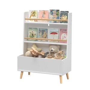 Fontoi Decorative Bookshelf, Kids Bookshelf, Book Toy Storage Organizer, Book Cabinet for Kids' Bedroom Nursery, White, 12.6"*26.77"*36.61" - 1 of 4