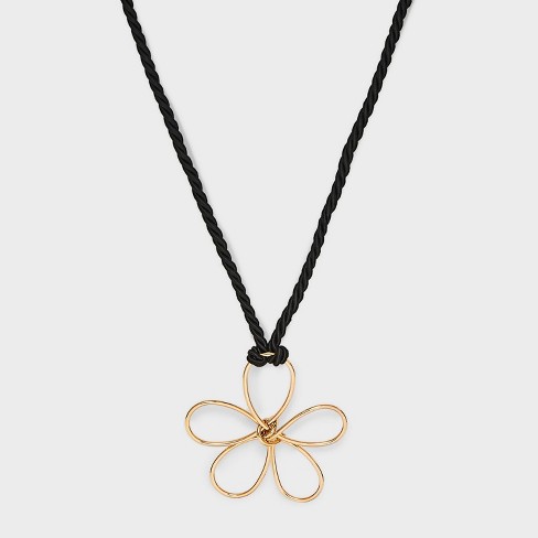 Cord With Wire Flower Choker Necklace - Wild Fable™ Black/gold : Target