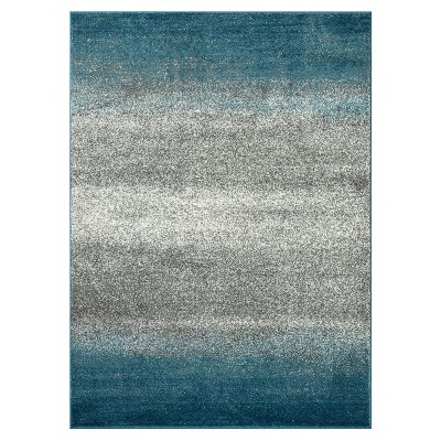 Coastal Blue and Gray Abstract 5' x 7' Synthetic Area Rug