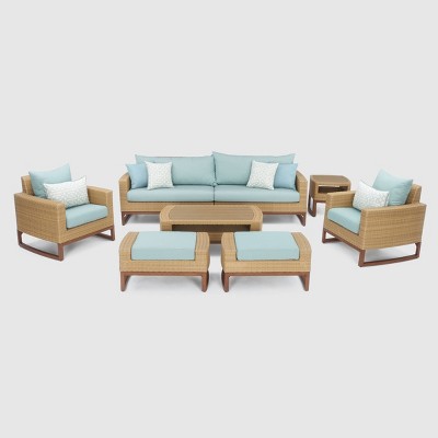 Mili 8pc Sofa and Club Chair Set Blue - RST Brands