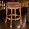 Royal Hampton Swivel Counter Stool Set of 2 with Faux Leather Seat and Mahogany Wood Frame, Rustic Oak - 2 of 4