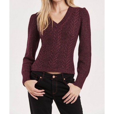 Women's Thalia V-Neck Long Sleeve Sparkle Sweater - Another Love