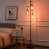 Costway Freestanding Floor Lamp Retro Floor Lamp w/3-Head Hanging Amber Glass Shade - 2 of 4