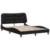 vidaXL Modern Full-Size Bed Frame - Black Faux Leather with LED Lights, Plywood Slats and Headboard, 53.9"x74.8" - 2 of 4