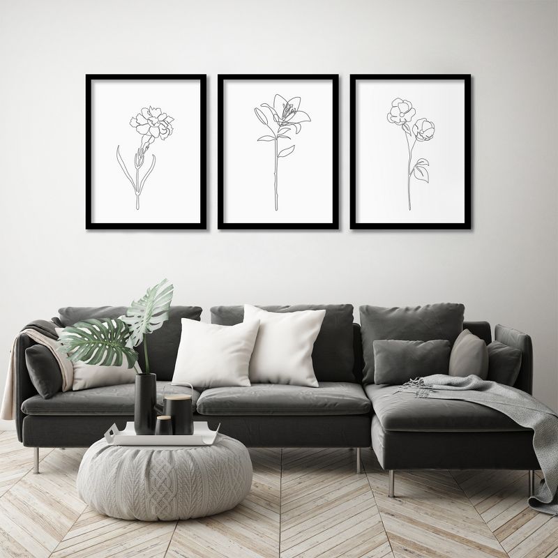 Americanflat Minimalist Botanical (Set Of 3) Triptych Wall Art Floral Sketches By Explicit Design - Set Of 3 Framed Prints, 5 of 7