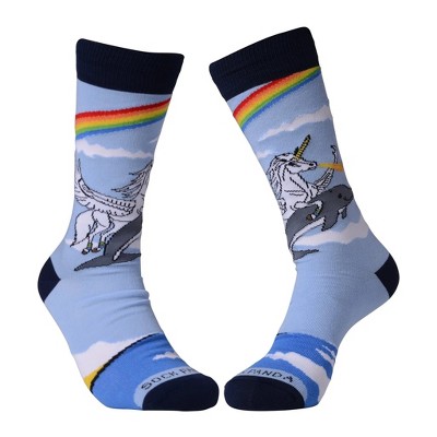 Land of Dreams Socks - Fire Breathing Unicorn on a Dolphin! from the Sock Panda (Men's Sizes Adult Large)