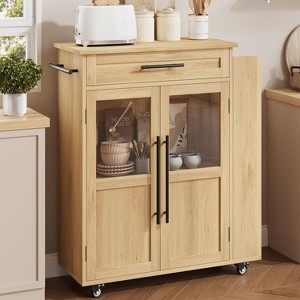 Mobile Kitchen Island Cart, with 360° Rolling Wheels, Drawers, Spice Rack, Handle, Versatile Storage and Serving Cabinet for Kitchen Dining Room - 1 of 4