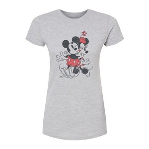 Women's - Disney - Mickey And Minnie Heart Fitted Graphic T-Shirt - 1 of 2
