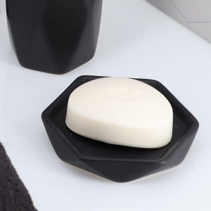 Evideco French Home Goods Geometric Stoneware Soap Dish, Diamond Design with Smooth Finish - Ideal for Kitchen & Bathroom Decor - 1 of 4