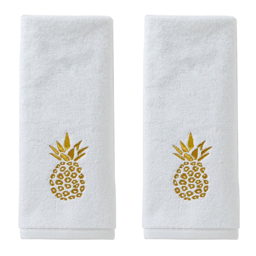 Photos - Towel 2pk Gilded Pineapple Hand  Set White - SKL Home: Dobby Weave, Midweig