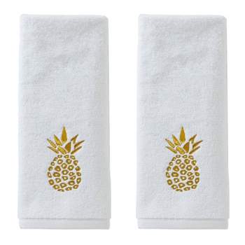 2pk Gilded Pineapple Hand Towel Set White - SKL Home