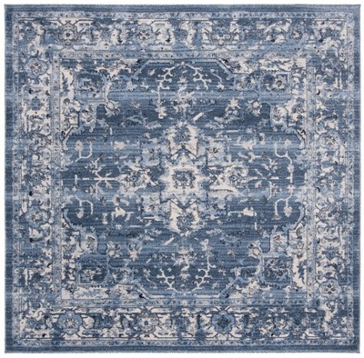 Charleston 6'7" Square Blue Synthetic Area Rug