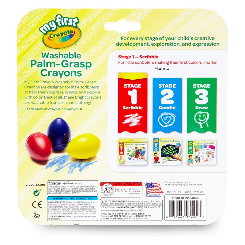 Crayola 3ct Washable Palm Grasp Crayons Stage 1, 6 of 11