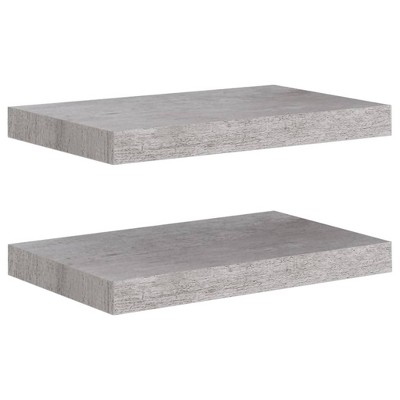 vidaXL Floating Wall Shelves 2 pcs Concrete Gray 15.7"x9.1"x1.5" MDF