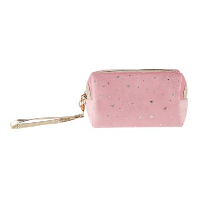 Unique Bargains Women Portable Stars Makeup Bag Pink 1 Pc