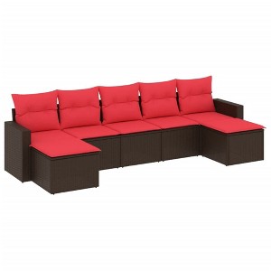 vidaXL 7 Piece Patio Sofa Set with Cushions Brown Poly Rattan - 1 of 4