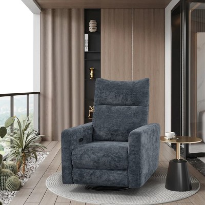 Nebula Vortex 33.5'' Wide Modern & Supper Soft High Back Power Swivel Rocker Recliner with USB Charger