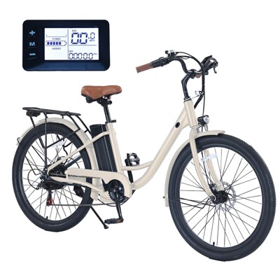 26" Electric Bike 350W Electric City Cruiser Bicycle 36V Removable Battery, 7-Speed Electric Bike for Adults