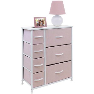 Sorbus Dresser with 7 Drawers - Storage Chest Organizer with Steel Frame, Wood Top, Handles, Fabric Bins - 1 of 4