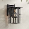 Possini Euro Design Arley Modern Outdoor Wall Light Fixture Black Geometric Frame 16" Seedy Glass for Post Exterior Barn Deck House Porch Yard Patio - 2 of 4