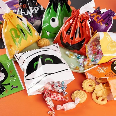 Joyfy 108 PCS Mini Halloween Drawstring Candy Bag, Party Favors Supplies, Goodie Trick or Treat Bag with 9 Character Designs for kids Classroom Gifts