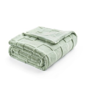Cozy Bliss Faux Fur Throw Blanket Soft Checkered Bed Blanket for Couch, Sofa, and Bedroom - 1 of 4