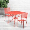 Flash Furniture Oia Commercial Grade 35.5" Square Indoor-Outdoor Steel Patio Table Set with 2 Square Back Chairs - 2 of 4