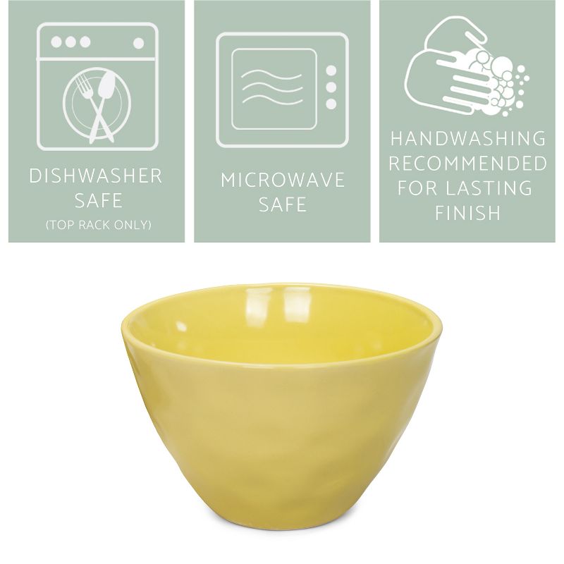 Elanze Designs Dimpled Ceramic 5.5 inch Contemporary Serving Bowls Set of 4, Yellow, 2 of 7