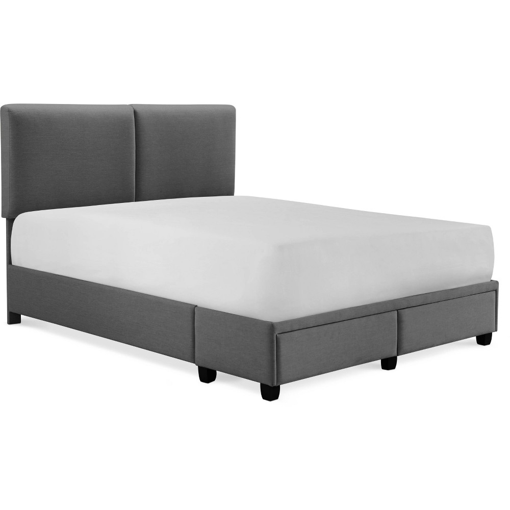 Photos - Bed Frame Queen Maxwell Storage Bed with Adjustable Height Headboard Dark Gray - Fin