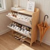Mshliw 31.5 Inch Nordic Style Shoe Storage Cabinet with 2 Flip Drawers Freestanding Narrow Shoe Rack with Solid Wood Legs for Entryway - 3 of 4