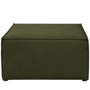 French Seamed Ottoman in Velvet Loden Green - Cloth & Co.