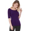 INSPIRE CHIC Women's Half Sleeves Scoop Neck Fitted Layering Soft T-Shirt - 4 of 4