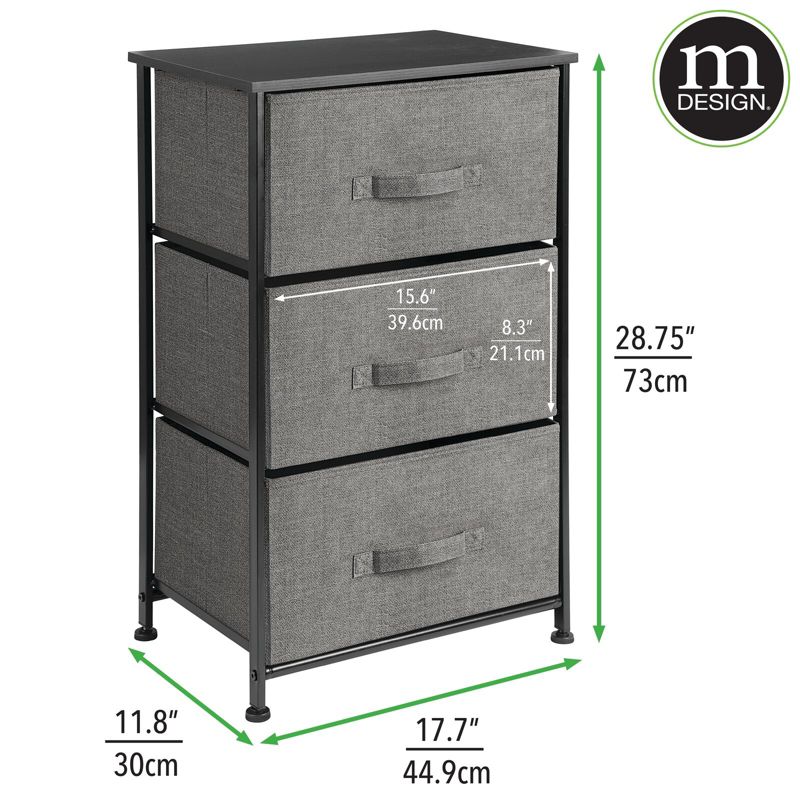 mDesign Storage Dresser Tower Furniture Unit with 3 Drawers, 2 of 10