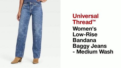 Women's Low-Rise Bandana Baggy Jeans - Universal Thread™ Medium Wash