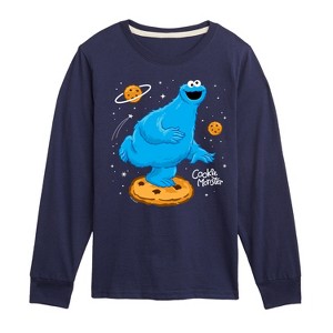 Boys' - Sesame Street - Cookie Monster In Space -Toddler and Youth Long Sleeve T-Shirt Long Sleeve Graphic T-Shirt - 1 of 3
