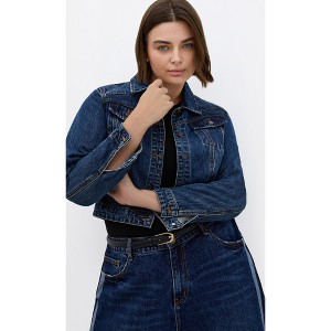 Women's Plus Size Classic Denim Jacket - denim | CITY CHIC - 1 of 4