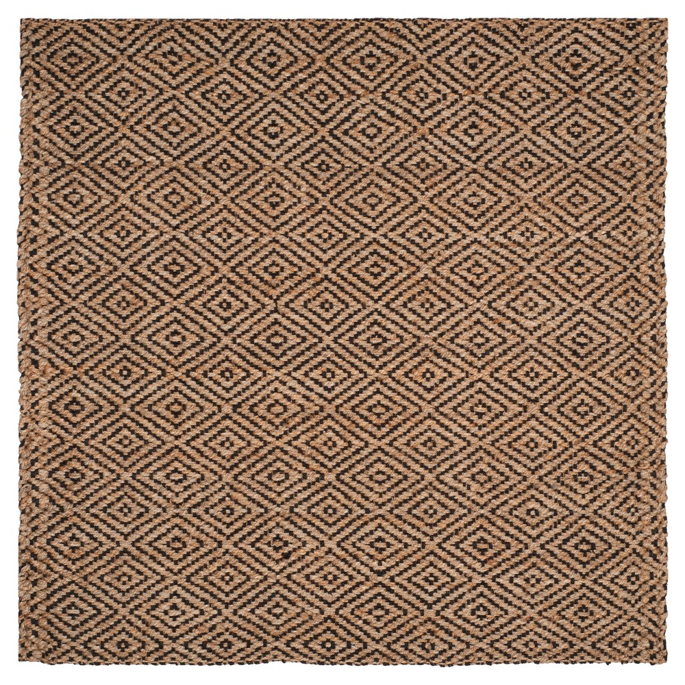 7'x7' Square Crista Geometric Woven Area Rug Natural/Black - Safavieh