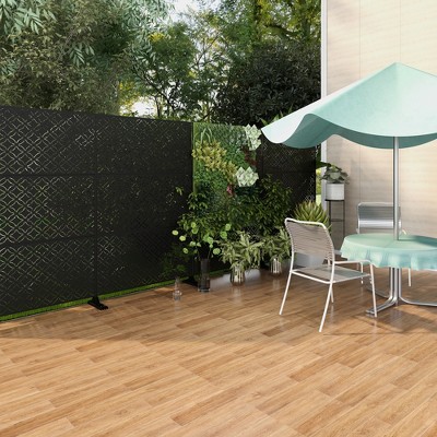 Lirago Metal Outdoor Privacy Screen Freestanding Patio Decorative Screens - 72"x47", Black