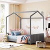CAVINAS Twin/Full Size Velvet House-Shaped Bed Frame,Platform Floor Bed for Kids Room,Bedroom - 2 of 4