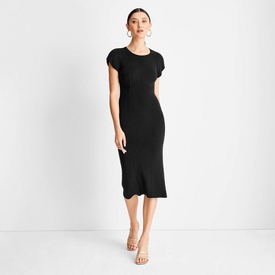 Women's Short Sleeve Open Back Sweater Dress - Future Collective™ with Kahlana Barfield Brown Black